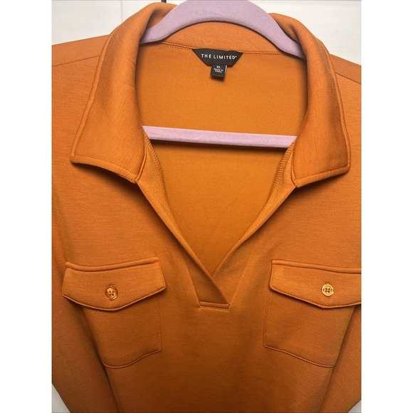 The Limited Short Sleeve V-Neck Belted Utility Knit Dress Size XL Orange - Picture 6 of 8